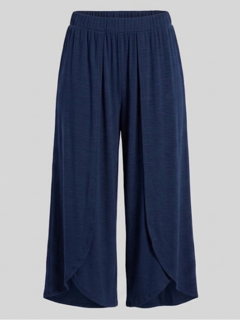GOOD LUCK GEM Tulip Hem Wide-Leg Knit Pants – Navy